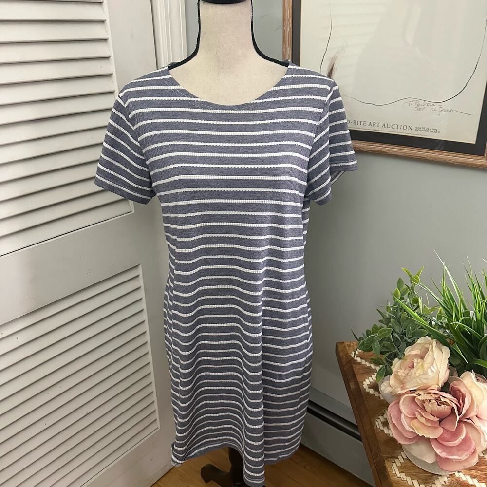 STS Sail to Sable Dress Womens XL Blue Striped Coastal Chic Preppy Nautical